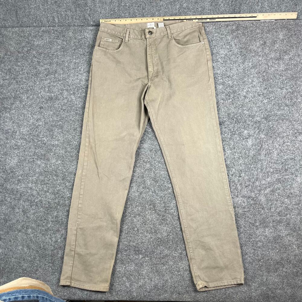 Calvin Klein Jeans Pants Mens Size 36 Tan Straight‎ Fit Casual Classic Logo